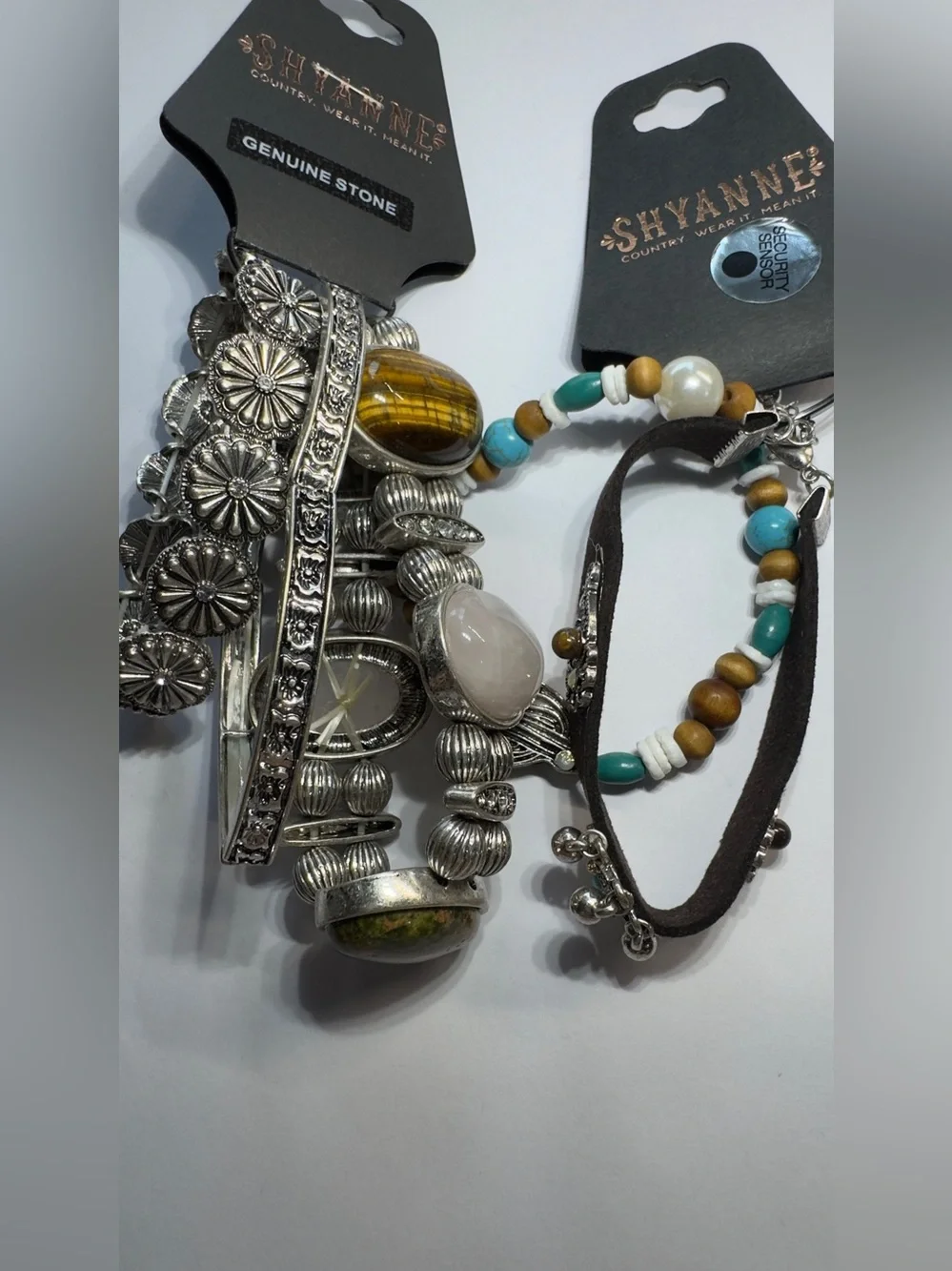 Shyanne Turquoise, Brown & White Mixed Stone Bracelet Set